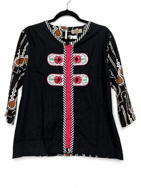 Black Embroidered Tunic Boho Wearable Art